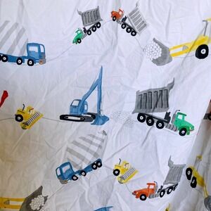 Pottery Barn Kids Twin Fitted Sheet Construction Vehicles Trucks Organic Cotton